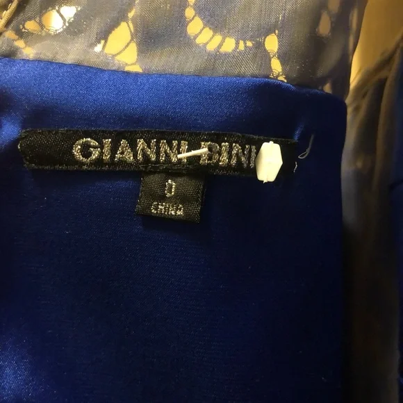 Gianni Bini Blue Peplum Cocktail Dress with Lace Detail - Picture 4 of 4